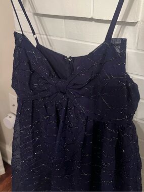 Storia (boutique) Navy Glitter Spaghetti-Strap Party Dress